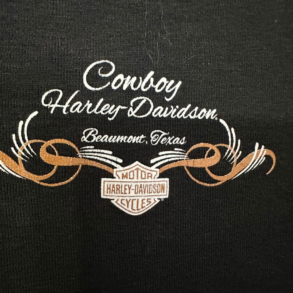 Cowboy Harley Davidson Womens XL Black Eagle Skull Soul of the Road T Shirt - Picture 6 of 7